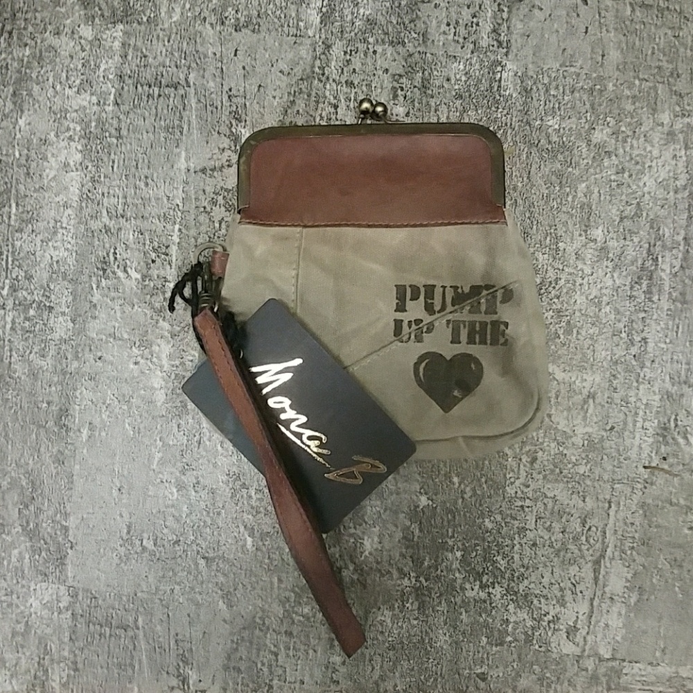 Mona B Heart Wristlet with Crossbody Chain - Picture 1 of 1
